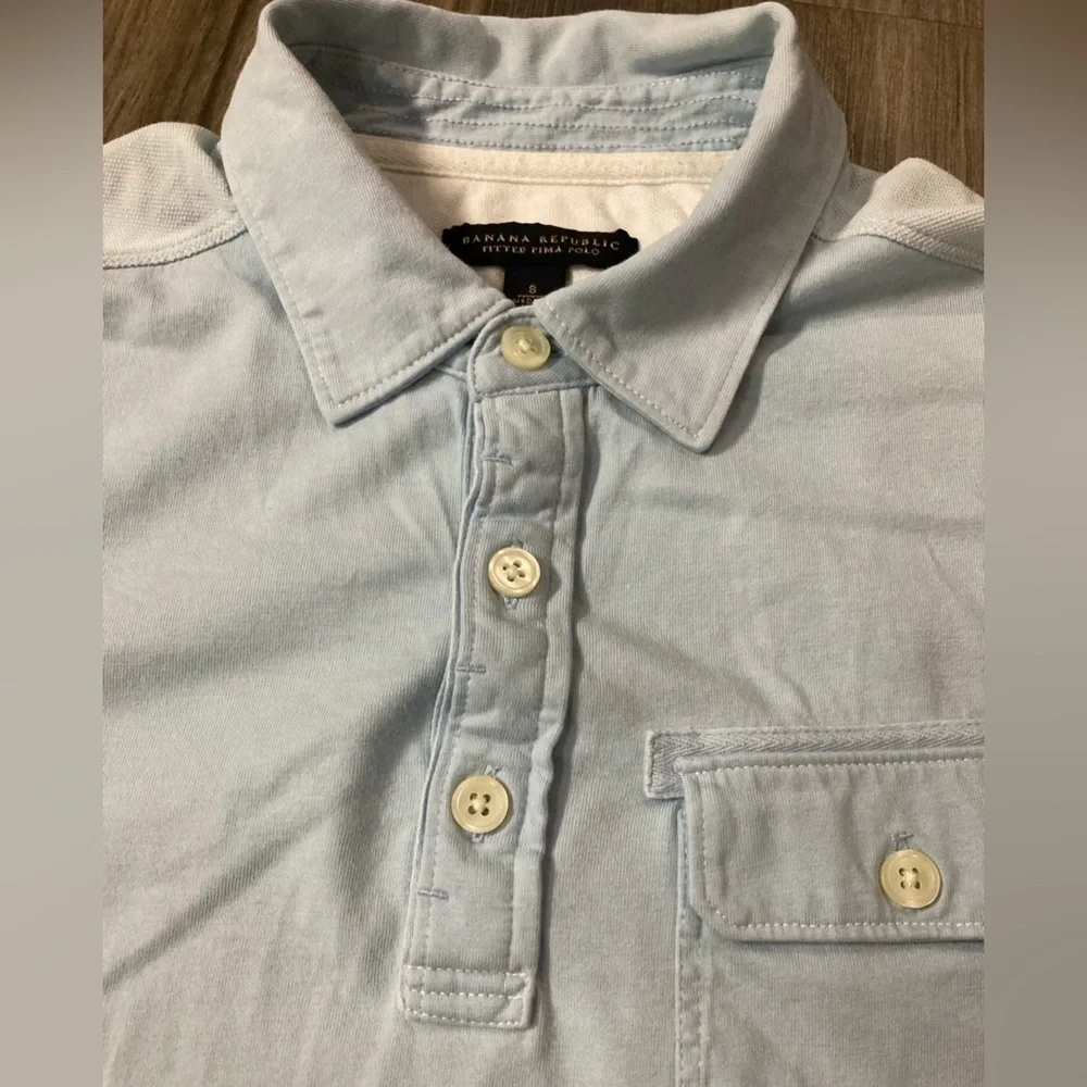 Banana Republic Men’s Light Blue Small Fitted‎ Pima Polo Shirt